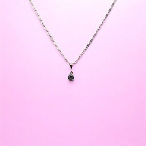 Sterling Silver 925 Signed Crystal Pendant With New Silver Plated Chain